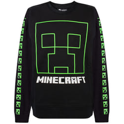 Minecraft Creeper Face Boy's Black Sweatshirt - 11-12 Years