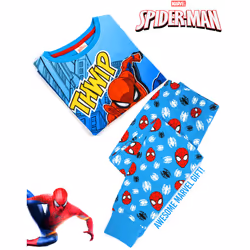 Marvel Short Sleeve Long Leg Pyjama Set (Unisex Kids Blue) - 9-10 Years