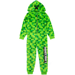 Minecraft Creeper Onesie For Boys & Girls | Kids Green Soft Pixelated Sleepsuit with Creeper Face Hood | Children's Gamer All In One Pyj - 10-11 Years