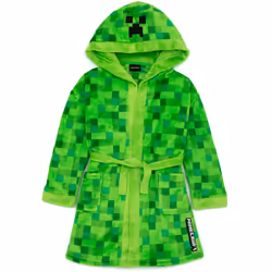 Minecraft Creeper Dressing Gown For Boys & Girls | Kids Green Soft Bathrobe With Creeper Face Hood | Teens & Children's Night ...