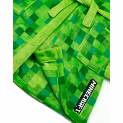 Minecraft Creeper Dressing Gown For Boys & Girls | Kids Green Soft Bathrobe With Creeper Face Hood | Teens & Children's Nightwear Robe | - 13-14 Years