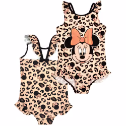 Disney Minnie Mouse Girl's Swimsuit & Hooded Towel Poncho Set | Kids Swimming Costume | Children's Beach Bath Towel With 3D Ears | Gift - 18-24 Months
