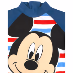Disney Mickey Mouse Sunsafe Swimsuit For Boys | Children's Short Sleeve Blue & Striped Swimming Costume | Disney Gift - 4-5 Years