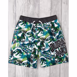 Jurassic World Swim Shorts For Boys | Kids Tyrannosaurus T Rex Dinosaur Swimming Trunks Pants | Children's Green Swimwear - 7-8 Years