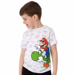 Nintendo Super Mario And Yoshi Boy's Kids Grey Character T-Shirt Top - 6-7 Years