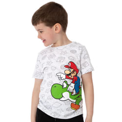 Nintendo Super Mario And Yoshi Boy's Kids Grey Character T-Shirt Top - 6-7 Years