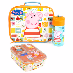 Peppa Pig Lunch Bag Bottle and Snack Pot (Girls Blue)