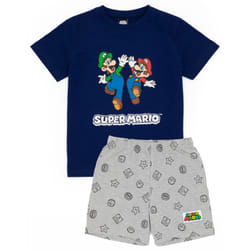 Super Mario Pyjamas Boys Shorts | Nintendo Kids Blue OR Red Short PJs | Luigi Mario T Shirt & Bottoms Nightwear Game Merchandise - Blue, 11-12 Years