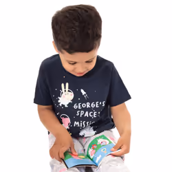 Peppa Pig George Pyjamas For Boys & Girls | Story Book Included Kids Space Mission T Shirt And Trousers Pjs | Childrens TV Show Merchan - 18-24 Months