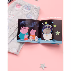Peppa Pig George Pyjamas For Boys & Girls | Story Book Included Kids Space Mission T Shirt And Trousers Pjs | Childrens TV Show Merchandis - 3-4 Years
