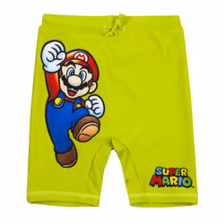 Super Mario Swimsuit For Boys | Blue Green Two Piece Top & Shorts Bathing Suit | Kids Gamer UV50+ Sun Safe Swimming Costume - 11-12 Years