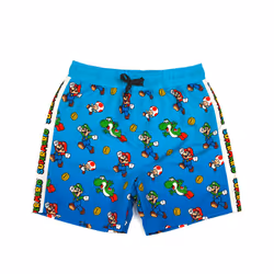 Super Mario Swim Shorts For Boys | Kids Mario Luigi Swimming Trunks Pants | Drawstring Waistband Blue Gamer Merchandise Gifts ...