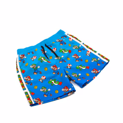 Super Mario Swim Shorts For Boys | Kids Mario Luigi Swimming Trunks Pants | Drawstring Waistband Blue Gamer Merchandise Gifts - 3-4 Years