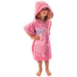 Peppa Pig Girls Swimsuit & One Size Hooded Towel Poncho | Kids Pink Character Towelling Robe | Peppa Pig TV Show Gift For Children - 18-24 Months
