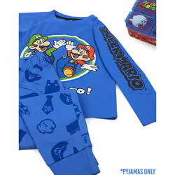 Nintendo Long Sleeve Long Leg Pyjama Set (Boys Blue) - 5-6 Years