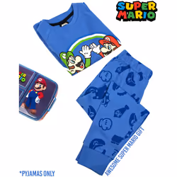 Nintendo Long Sleeve Long Leg Pyjama Set (Boys Blue) - 5-6 Years