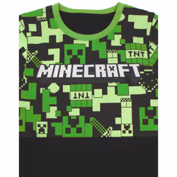 Minecraft Pyjamas For Boys | Kids Long Or Short Bottoms Options & Gamer T-Shirt | Childrens Creeper PJ Set Merchandise Gifts - Long Leg, 6-7 Years