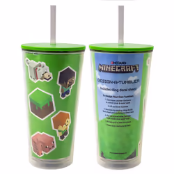 Minecraft Straw Water Bottle (Unisex Kids Green)