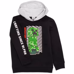 Minecraft Hoodie For Boys | Kids Green Creeper Black Grey Hooded Jumper | Game Clothing Merchandise - 7-8 Years