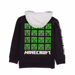 Minecraft Hoodie For Boys | Kids Green Creeper Black Grey Hooded Jumper | Game Clothing Merchandise - 13-14 Years