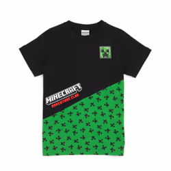 Minecraft T Shirt For Boys | Kids Creeper Character Short Sleeve Black Top | Childrens Game Merchandise - 13-14 Years