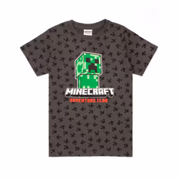 Minecraft T Shirt For Boys | Kids Creeper Character Short Sleeve Charcoal Grey Top | Children's Adventure Game Merchandise - ...