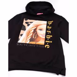 Barbie Hoodie Dress Girls Kids Pearl Leopard Print Black Sweater Clothes - 3-4 Years