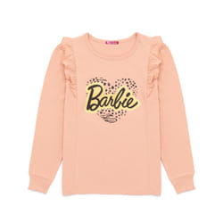 Barbie T-Shirt Girls Kids Doll Leopard Print Heart Pink Frilled Top - 3-4 Years