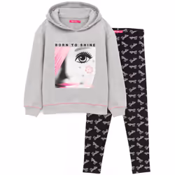 Barbie Hoodie & Leggings Girls Kids Doll Jumper Black Grey Clothes - 9-10 Years