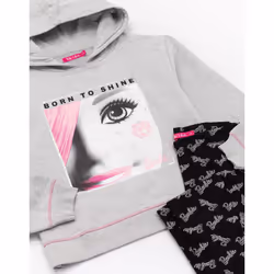 Barbie Hoodie & Leggings Girls Kids Doll Jumper Black Grey Clothes - 9-10 Years
