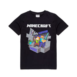 Minecraft T Shirt Boys Alex Steve Sword Black Game Short Sleeve Top - 11-12 Years