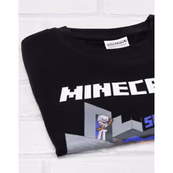 Minecraft T Shirt Boys Alex Steve Sword Black Game Short Sleeve Top - 13-14 Years
