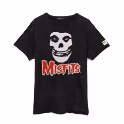 Misfits T-Shirt Unisex Men Women Rock Band Skull Logo Black Top - S