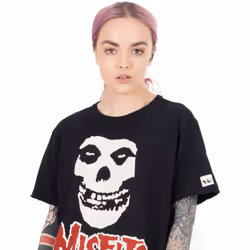 Misfits T-Shirt Unisex Men Women Rock Band Skull Logo Black Top - M