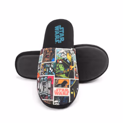 Star Wars Slippers Mens Adults Comic Slip-On Black House Shoes - 11-12 UK