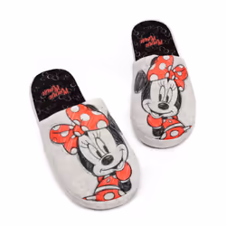 Disney Minnie Mouse Slippers Womens Slip-On Grey House Shoes - 5-6 UK
