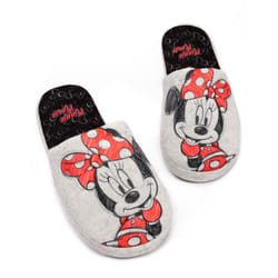 Disney Minnie Mouse Slippers Womens Slip-On Grey House Shoes - 5-6 UK
