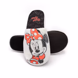 Disney Minnie Mouse Slippers Womens Slip-On Grey House Shoes - 7-8 UK
