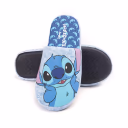 Disney Lilo And Stitch Slippers Womens Ladies Slip On Blue House Loafers - 5-6 UK
