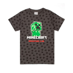 Minecraft T Shirt For Boys | Kids Creeper Character Short Sleeve Charcoal Grey Top | Children's Adventure Game Merchandise - 13-14 Years