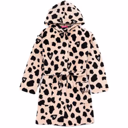 Barbie Dressing Gown Girls Kids Animal Leopard Print Pjs Robe - 3-4 Years