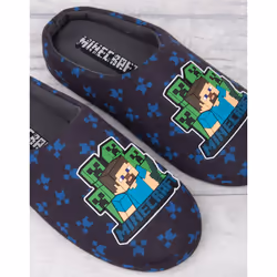 Minecraft Slip On Loafer Slippers (Boys Blue) - 12 UK Child