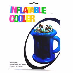 Inflatable Drink Cooler Blue Plastic Giant Ice Bucket Beer Glass Party