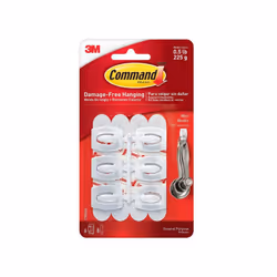 3M Command White Plastic Damage Free Mini Adhesive Hooks Reusable Pack 6