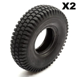 2 Tyre 260x85 Black Knobbly Block Tread Mobility Scooter 4 Inch Wheel Rim 4 Ply