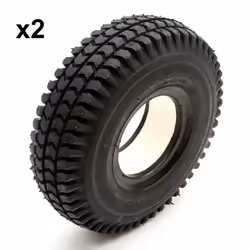 2 Solid PU Tyre 260x85 4 Inch Black Puncture Proof Mobility Scooter Block Tread