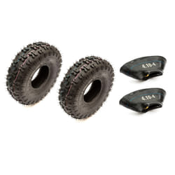 2x Tyre & Innertube 4.10-4 Knobbly Off Road Tread Lawnmower 4 Inch