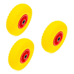 3x Wheel & 10 Inch PU Solid Puncture Proof Tyre 3.00-4 & Bearings Sack Truck