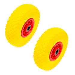 2x Wheel 10 Inch PU Solid Puncture Proof Tyre 3.00-4 300x4 & Bearings Sack Truck