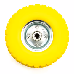10" 4.10/3.50-4 Solid PU Puncture Proof Tyre & Offset Metal Wheel Garden Trolley